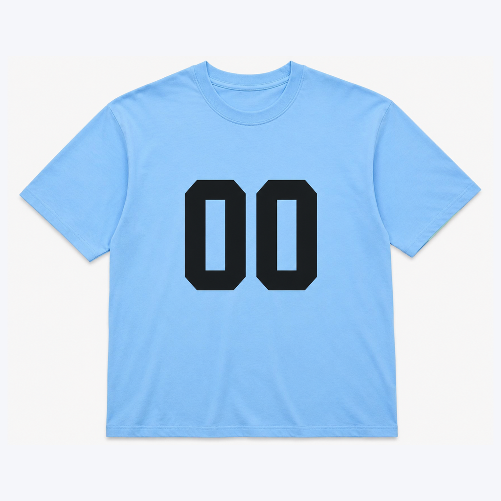 Sky Blue Oversized Graphic T-Shirt – 00 Print