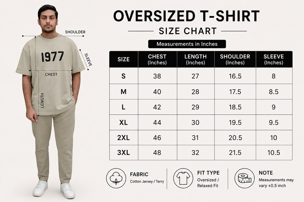 1977 Oversized T-Shirt – Premium Streetwear Relaxed Fit Tee for Men