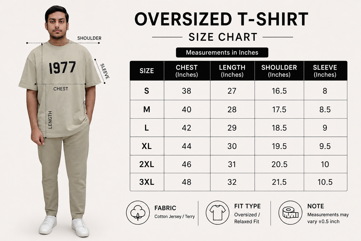 1977 Oversized T-Shirt – Premium Streetwear Relaxed Fit Tee for Men