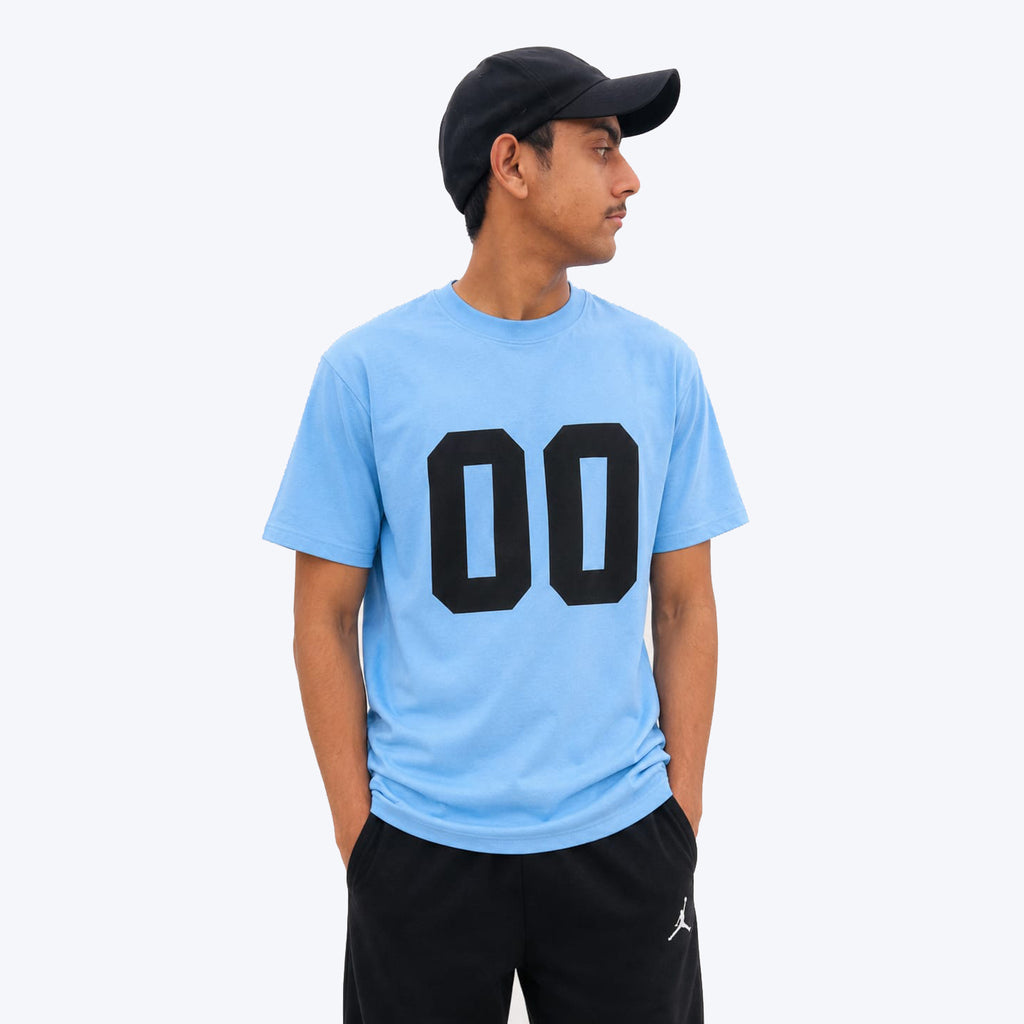 Sky Blue Oversized Graphic T-Shirt – 00 Print